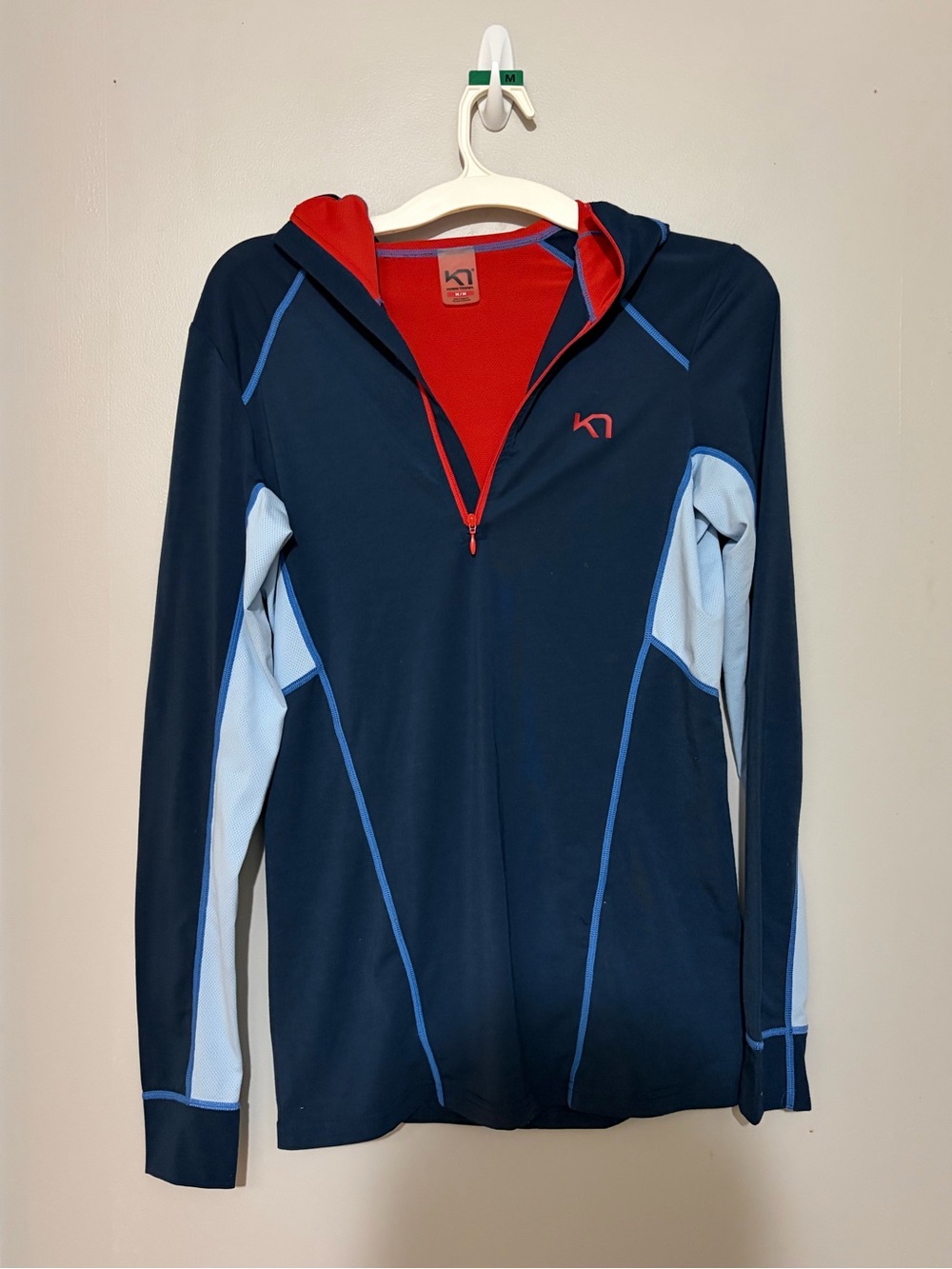 Kari Traa Performance Blue and Red Half-Zip Hooded Jacket